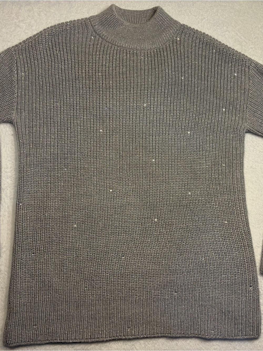 Michael Kors Silver-Gray Ribbed Mock Neck Sweater